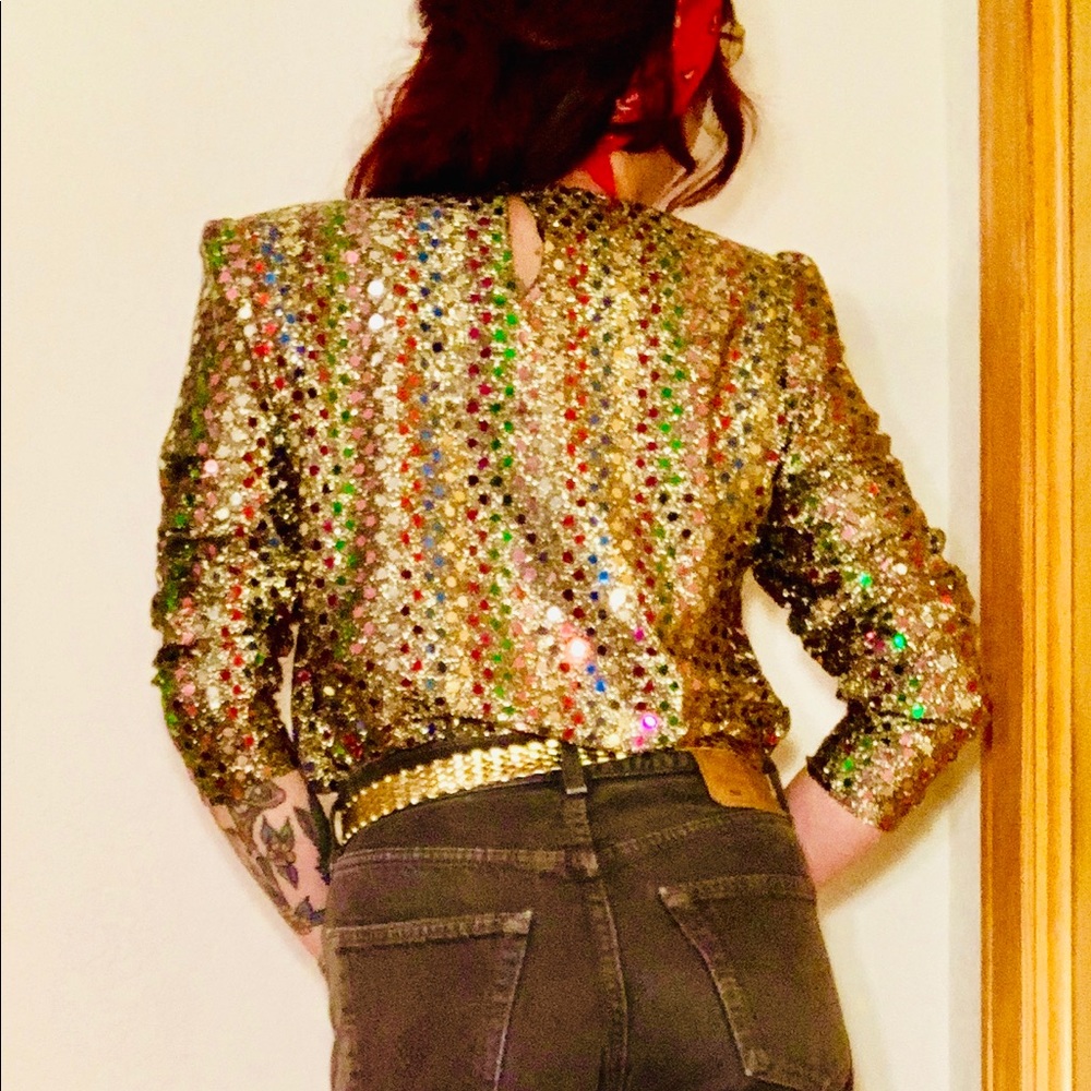 1980s Vintage Long Sleeve Sequin Top - Picture 4 of 4